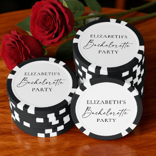 Moderne minimalistische Kalligrafie-Junggesellinne Pokerchips