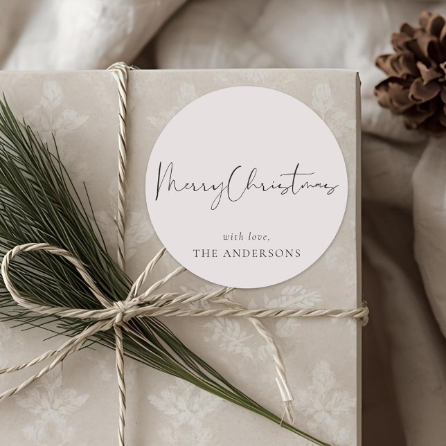 Moderne Minimalistische Kalligrafie Runder Aufkleber (Von Creator hochgeladen)