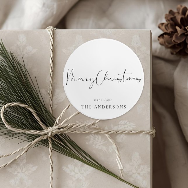 Moderne Minimalistische Kalligrafie Runder Aufkleber (Von Creator hochgeladen)