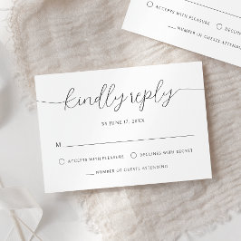 Moderne Minimalistische Kalligrafie Schwarz-weiße RSVP Karte