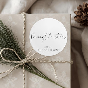 Moderne minimalistische Kalligrafie Weihnachten Runder Aufkleber
