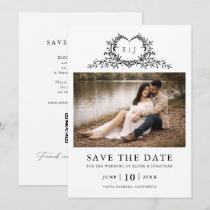Moderne minimalistische kalligrafische Wappen-Mono Save The Date