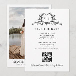 Moderne minimalistische kalligrafische Wappen-Mono Save The Date