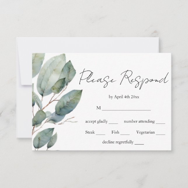Moderne, minimalistische Kalligraphie, Aquarell RSVP Karte (Vorderseite)