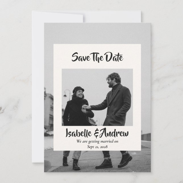 Moderne Minimalistische Kalligraphie-Hochzeit Save The Date (Vorderseite)