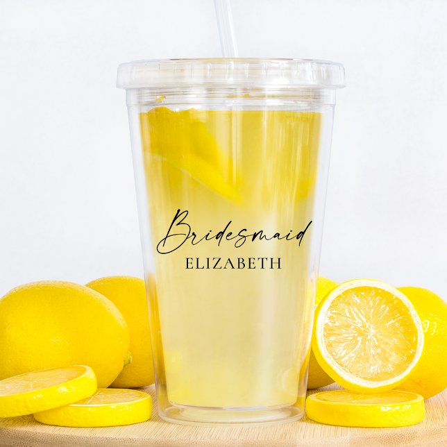 Moderne Minimalistische Kalligraphie Tinte Bridesm Acryltrinkbecher (Customize to change your personalized text size, color or style.)