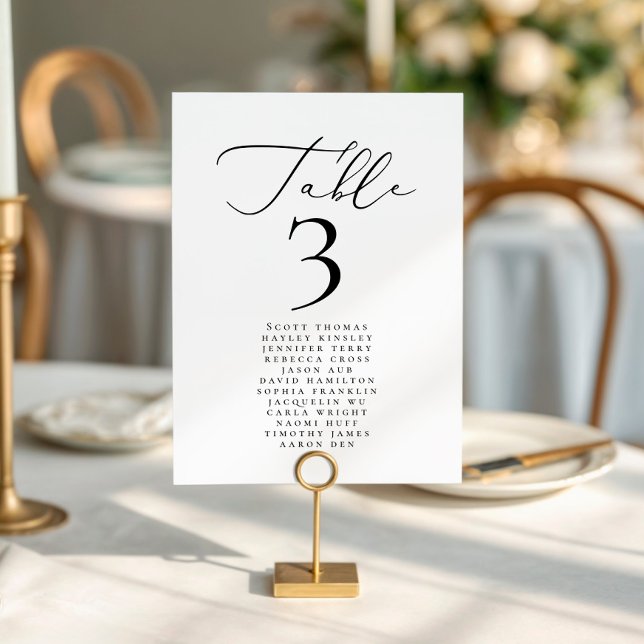Moderne Minimalistische kalligraphische Hochzeitsn Tischnummer (Von Creator hochgeladen)