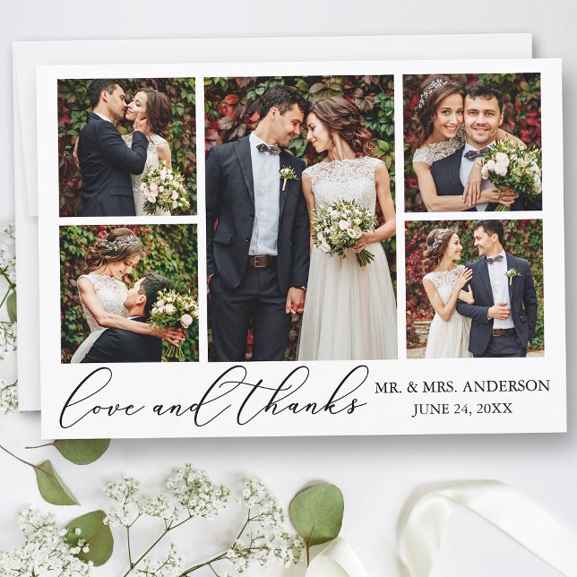 Moderne Minimalistische kalligraphische Liebe Hoch Dankeskarte (Customize to add text to back of card.)