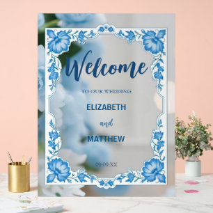 Moderne Minimalistische klassische Blume Hochzeit Acrylschild