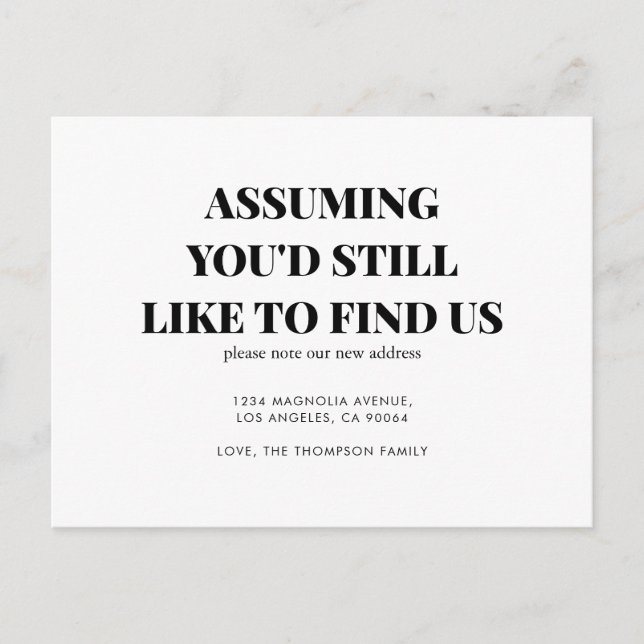 Moderne Minimalistische klassische Typografie-Bewe Ankündigungspostkarte (Vorderseite)