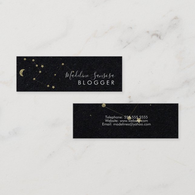 Moderne Minimalistische Konstellation Gold Mini Visitenkarte (Vorne/Hinten)