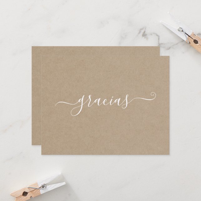 Moderne Minimalistische Kraft Gracias Card Einladung (Vorderseite/Rückseite Beispiel)