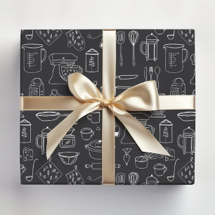 Moderne minimalistische Küchenutensilien zum Koche Geschenkpapier