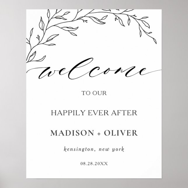 Moderne Minimalistische Laurel Branch Wedding Will Poster (Vorne)