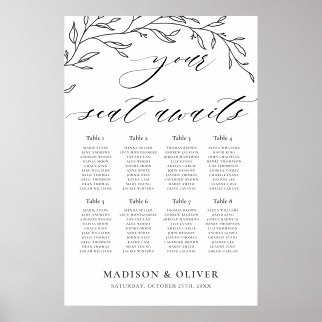 Moderne Minimalistische Laurel Hochzeitskarte Poster (Vorne)