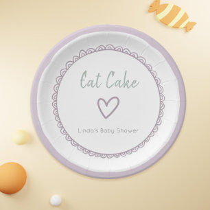 Moderne Minimalistische Lavendel-Heart-Babydusche Pappteller