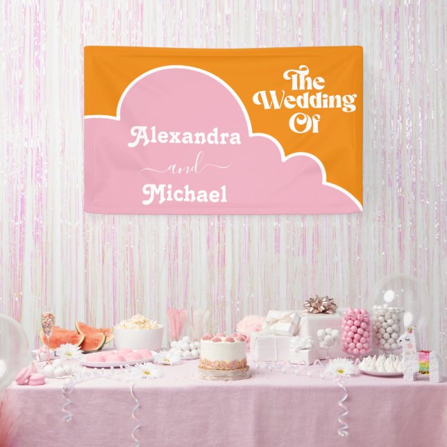 Moderne Minimalistische, lebendige Orange- und Ros Banner (Party)
