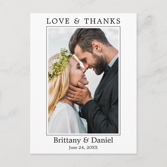 Moderne Minimalistische Liebe dank Foto Wedding Postkarte (Vorderseite)