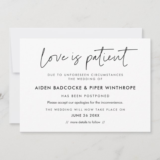 Moderne minimalistische Liebe ist ein Hochzeitsupd Einladung (Vorderseite)