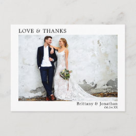 Moderne Minimalistische Liebe und Dank Hochzeit Postkarte
