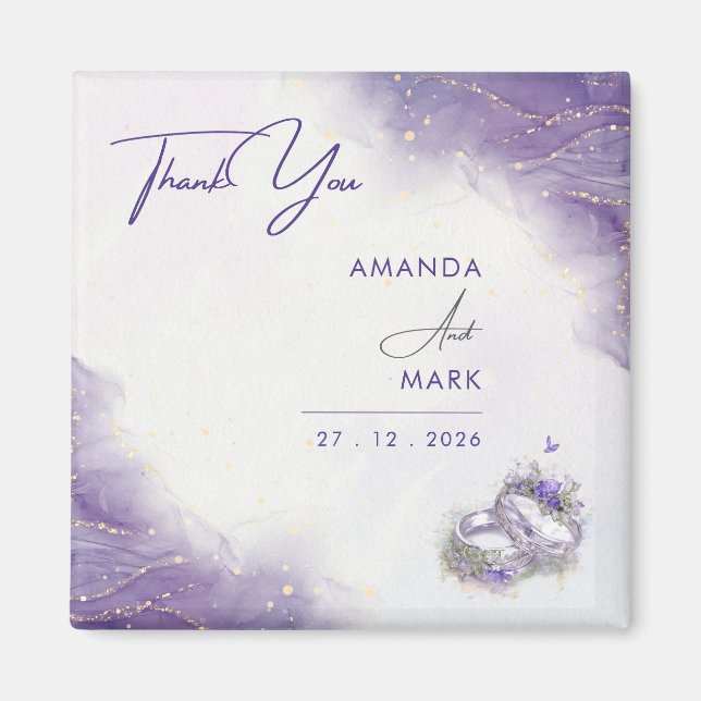 Moderne Minimalistische Lila Lilac-Hochzeit Magnet (Vorne)