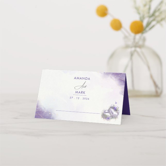 Moderne Minimalistische Lila Lilac Trendy Platzkarte (Rückseite)