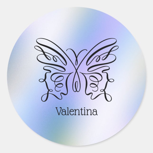 Moderne Minimalistische Linie Zeichne Butterfly Mo Runder Aufkleber (Vorderseite)