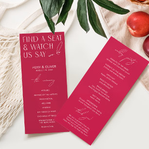 Moderne Minimalistische Magenta-Hochzeitsprogramme