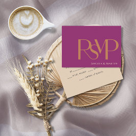 Moderne Minimalistische Magenta Orange RSVP Karte
