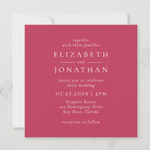Moderne Minimalistische Magenta Red Wedding Einlad Einladung