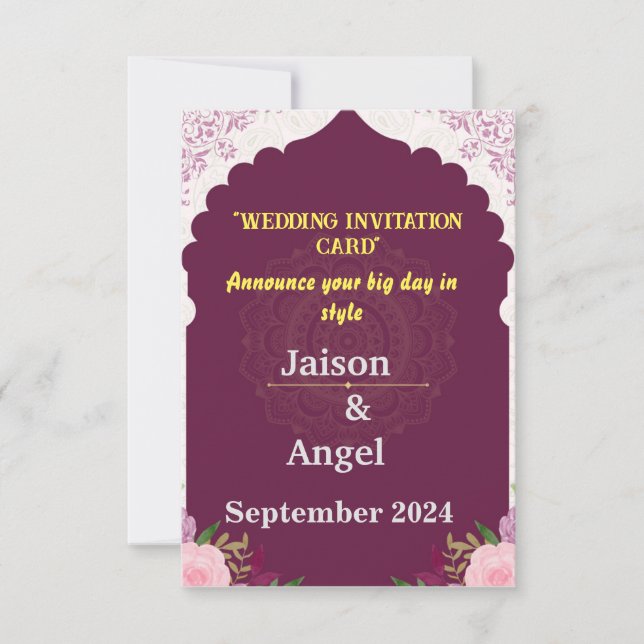 Moderne Minimalistische Magenta Stripe Wedding Einladung (Vorderseite)