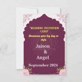 Moderne Minimalistische Magenta Stripe Wedding Einladung