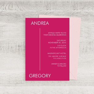 Moderne Minimalistische Magenta Stripe Wedding Einladung