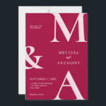 Moderne Minimalistische Magenta Wedding Einladung<br><div class="desc">Moderne Minimalistische Magenta Hochzeitseinladung. Enthält fett formatierte Monogramm-Typografie und minimales grafisches Design. Personalisieren Sie Text mit allen Details Ihres besonderen Tages.</div>