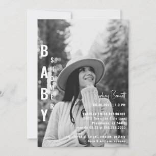 Moderne Minimalistische Mama B/W Foto Babydusche Einladung