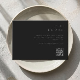 Moderne Minimalistische Matte Black Wedding Begleitkarte
