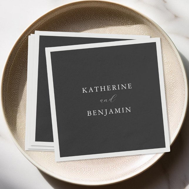 Moderne Minimalistische Matte Black Wedding Serviette (Von Creator hochgeladen)