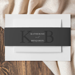 Moderne minimalistische matte schwarze Monogramm-H Einladungsbanderole
