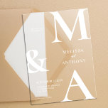 Moderne Minimalistische Mattierte Hochzeit Acryleinladungen<br><div class="desc">Moderne Minimalistische Mattierte Akryllische Hochzeitseinladung. Enthält fett formatierte Monogramm-Typografie und minimales grafisches Design. Personalisieren Sie Text mit allen Details Ihres besonderen Tages.</div>
