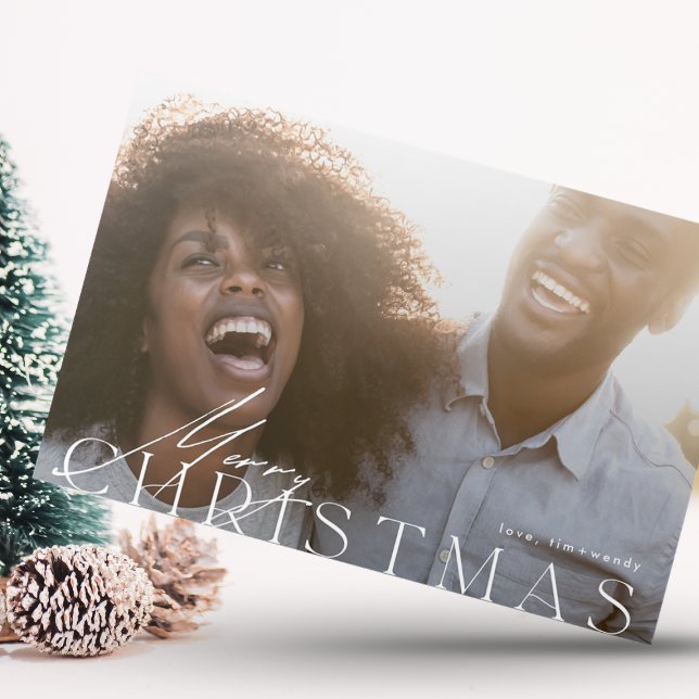 Moderne Minimalistische Merry One Foto Weihnachten (Von Creator hochgeladen)