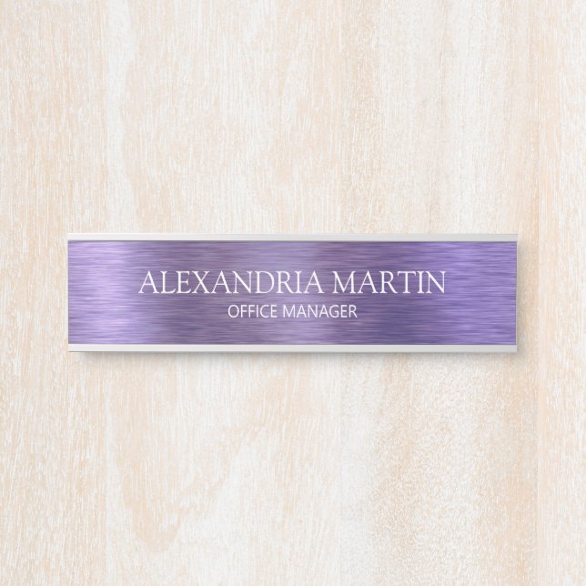 Moderne Minimalistische metallische Lila Stellenbe Türschild (Vorderseite )