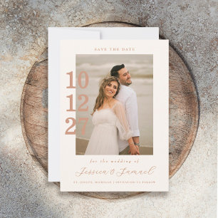 Moderne minimalistische Mocha-Schrift Hochzeitsank Save The Date