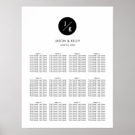 Moderne, Minimalistische Mongram Hochzeitstabelle Poster