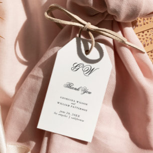 Moderne Minimalistische Mongram Script-Hochzeit Geschenkanhänger