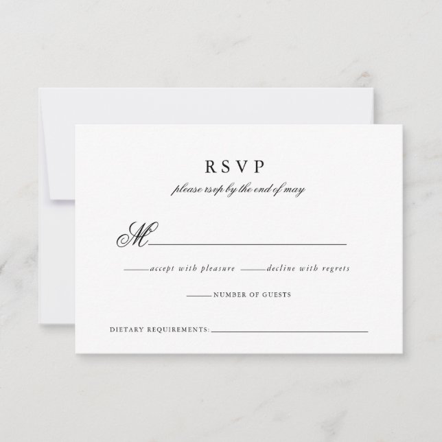 Moderne Minimalistische Mongram Script-Hochzeit RSVP Karte (Vorderseite)