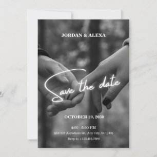 moderne minimalistische monochrome Händchen halten Save The Date