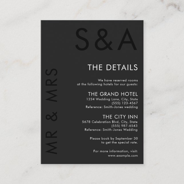 Moderne Minimalistische Monogram Black and White W Begleitkarte (Vorderseite)