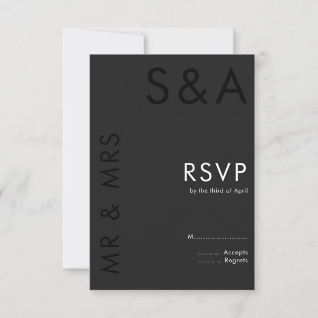 Moderne Minimalistische Monogram Black and White W RSVP Karte (Vorderseite)