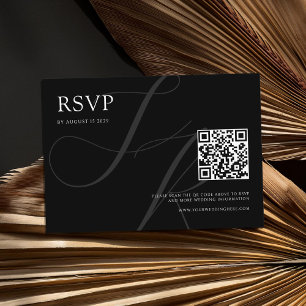 Moderne Minimalistische Monogram Black and White W RSVP Karte