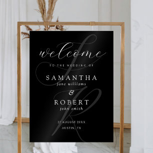 Moderne Minimalistische Monogram Black Wedding Wil Acrylschild